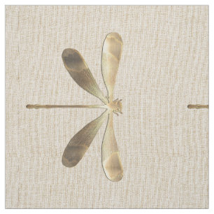 Tecido Linen Dourado Dragonfly Pattern