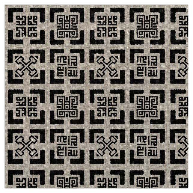Tecido Linen Natural Adinkra-Kufic (Modelo)