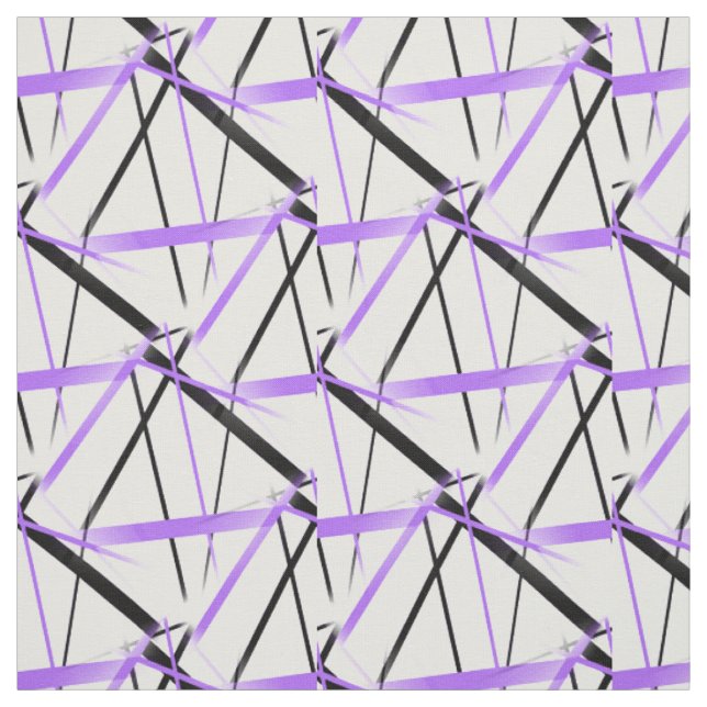 Tecido Linha Moderna Geometria Fria Branco Preto Azul-Lil (Modelo)