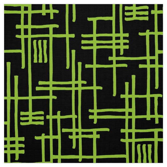 Tecido Linhas Abstratas 120923 - Verde Marciano em Preto (Modelo)