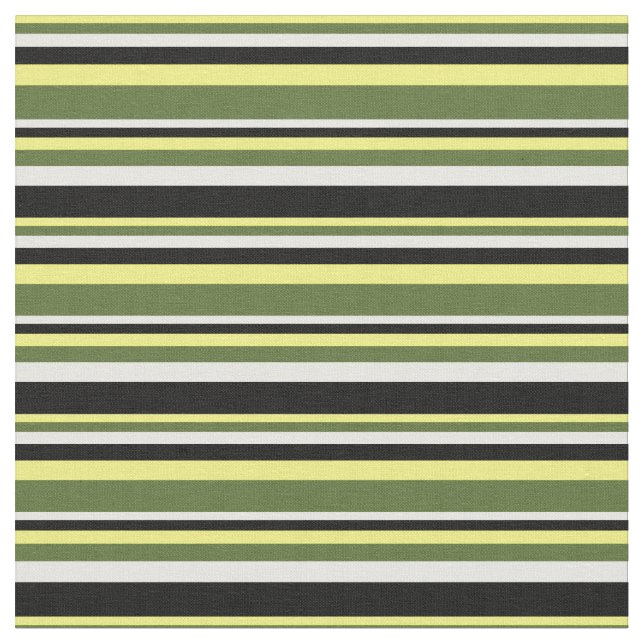 Tecido Linhas Amarelo, Verde Oleícola Escuro, Branco e Pr (Detalhe)