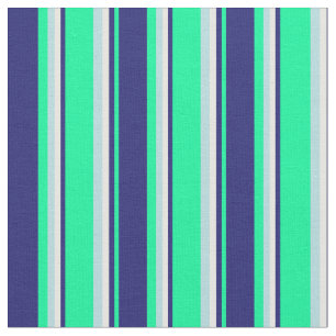 Tecido Linhas Azuis Verde, Azul-Meia-Noite, Branco e Azul