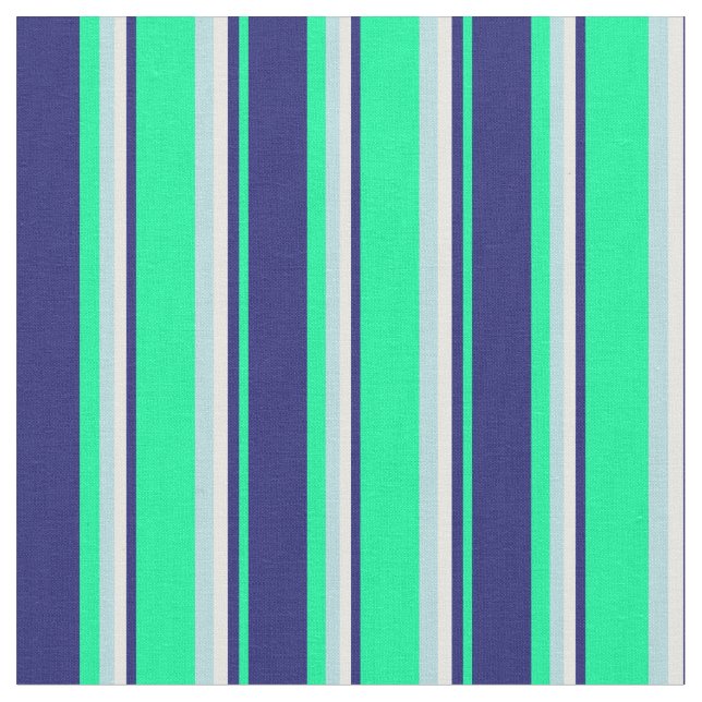 Tecido Linhas Azuis Verde, Azul-Meia-Noite, Branco e Azul (Detalhe)