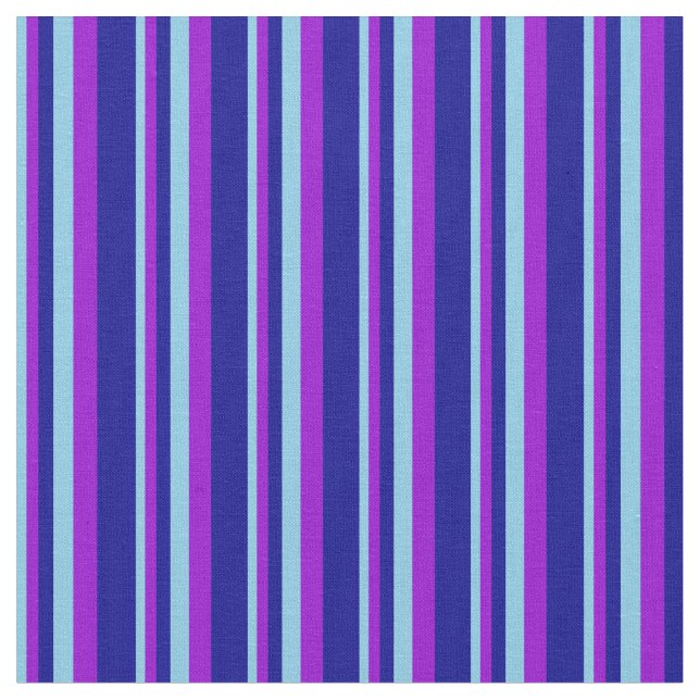 Tecido Linhas Azul-Céu, Violeta Escuro e Azul Escuro Colo (Detalhe)
