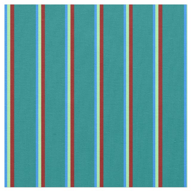 Tecido Linhas Azul, Verde, Vermelho Escuro e Teal (Detalhe)