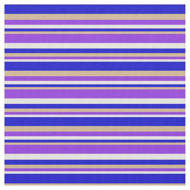 Tecido Linhas bege, roxo, castanho e azul colorido (Detalhe)