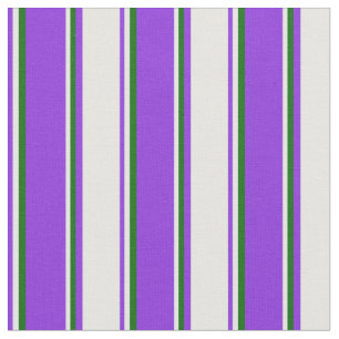 Tecido Linhas de Cor Verde Roxo, Creme de Casa e Verde Es