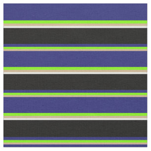 Tecido Linhas Tan, Verde, Azul-Meia-Noite, Preto e Branco
