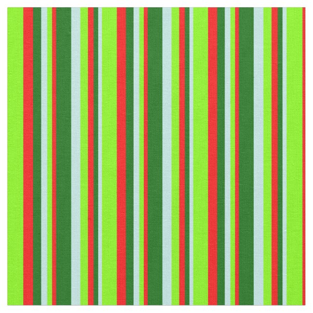 Tecido Linhas Turquesa, Verde Escuro, Vermelho e Chartreu (Detalhe)