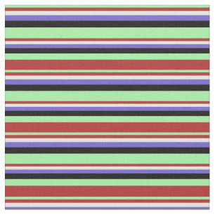 Tecido Linhas Verdes, Vermelhas, Brancas, Azuis e Pretas