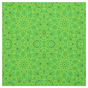 Tecido Linho floral verde do algodão do teste padrão de