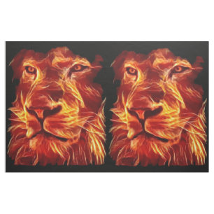 Tecido Lion Flame Fire em preto
