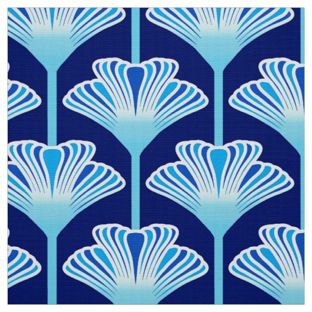Tecido Lírio, azuis cobaltos, Aqua e branco do art deco (Modelo)