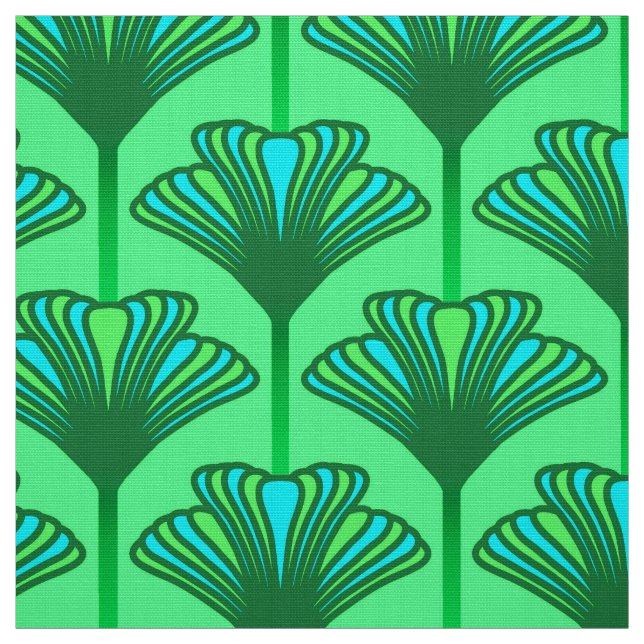 Tecido Lírio do art deco, verde de jade e turquesa (Modelo)