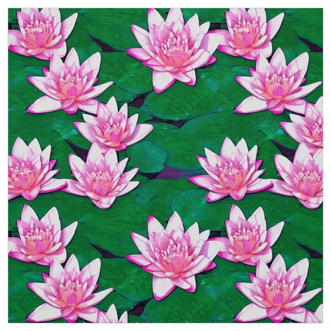 Tecido Lírios de água cor-de-rosa em um lodo (Modelo)