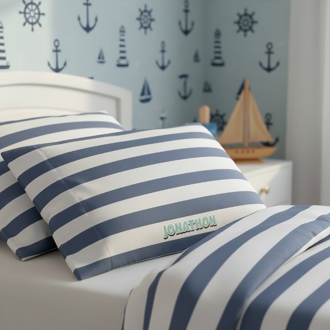Tecido Listrado Náutico Largo Azul Marinho Branco  (Criador carregado)