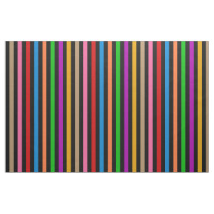 Tecido Listras de Arco-Íris Colorido - Preto