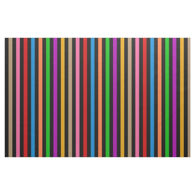 Tecido Listras de Arco-Íris Colorido - Preto  (Fat Quarter)