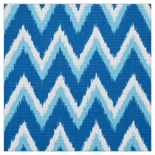 Tecido Listras de Ikat Chevron - cobalto, azul-céu e