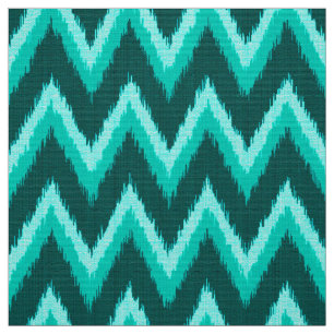Tecido Listras de Ikat Chevron - turquesa, cerceta e Aqua