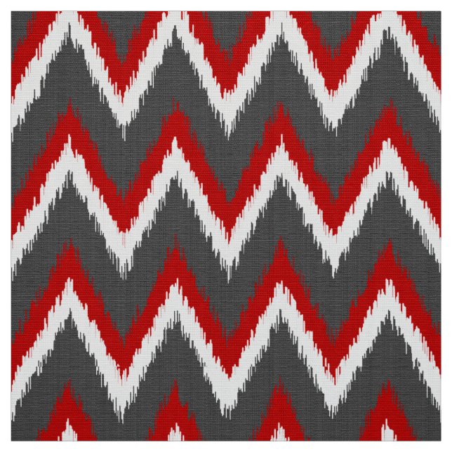 Tecido Listras de Ikat Chevron - vermelho, branco e (Modelo)