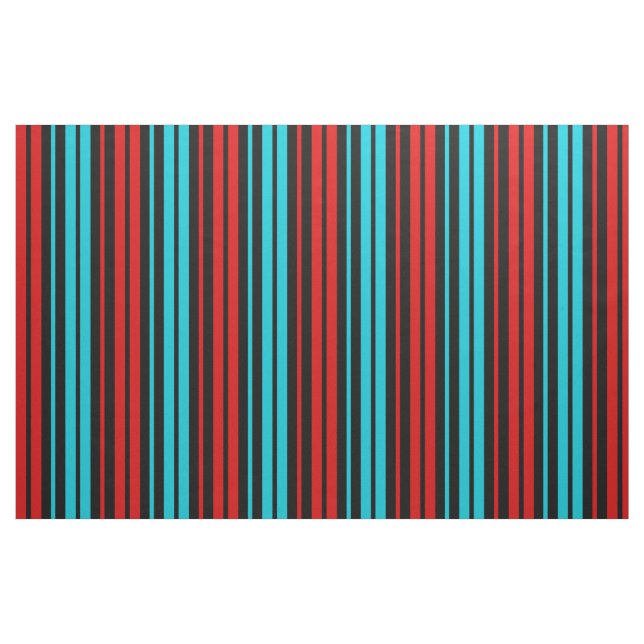 Tecido Listras Pretas Vermelhas e Azuis  (Fat Quarter)