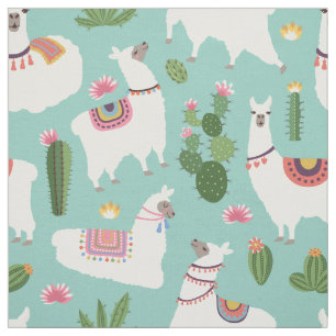 Tecido Llamas e Cactus