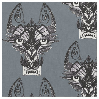 Tecido Lobo tribal cinzento