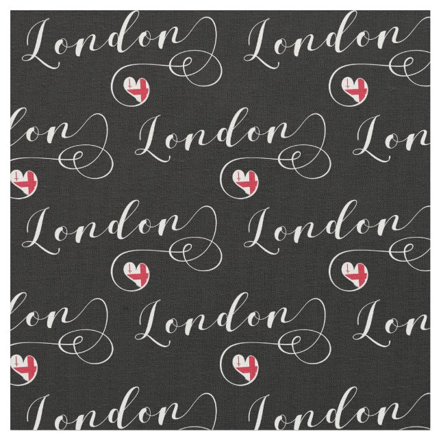Tecido London Flag Heart, Inglaterra (Detalhe)