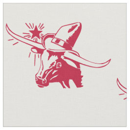 Tecido Longhorn Steer Head Com Cowboy Texas Red