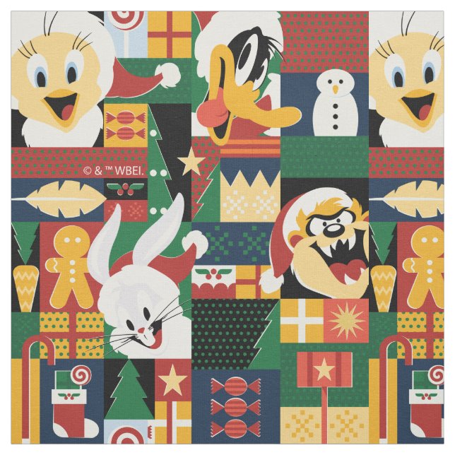 Tecido LOONEY TUNES™ Holiday Block Patterno (Modelo)