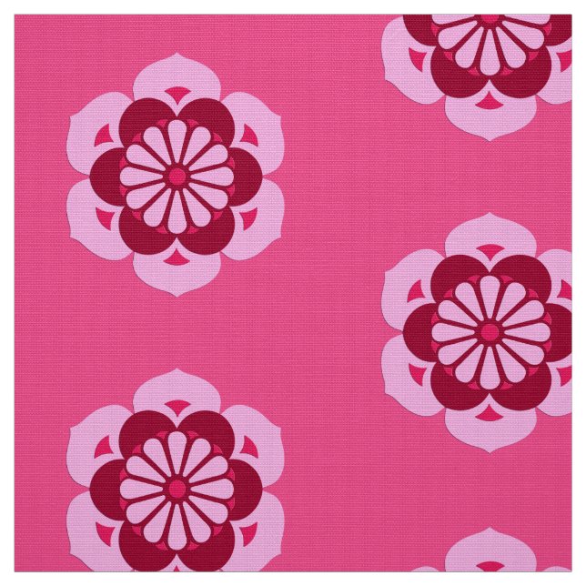 Tecido Lotus Flower Mandala, Fuchsia Pink e Burgundy (Modelo)
