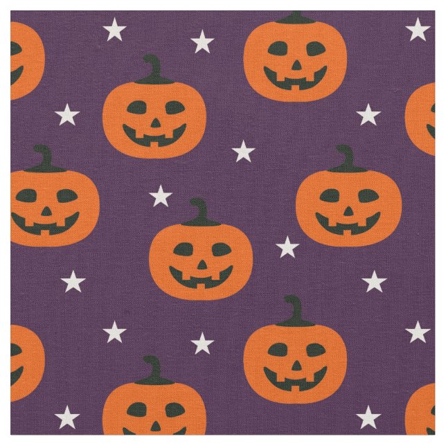 Tecido Louco Halloween Jack O Lanternas e Estrelas (Detalhe)