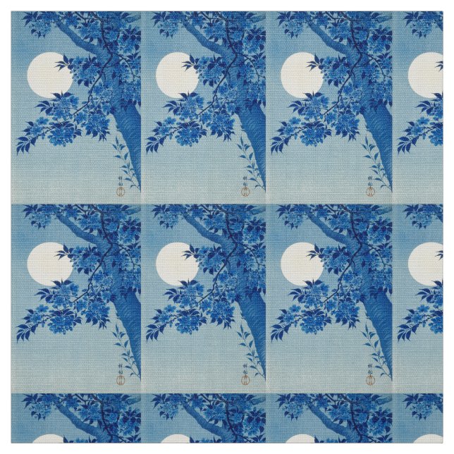 Tecido Lua Noite Noite de Lua Azul Árvore (Modelo)