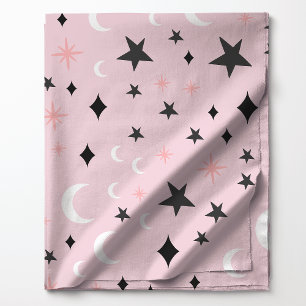 Tecido Luares e Estrelas Celestiais em Padrão Rosa
