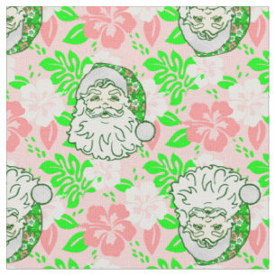 Tecido luau rosa natal havaiano papai noel hibisco