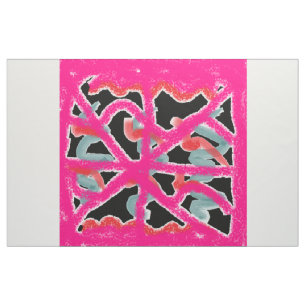 Tecido Lúpulo de cor rosa e preta com padrão
