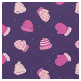 Tecido Luvas e Chapéus de Inverno Padrão Rosa Fofo