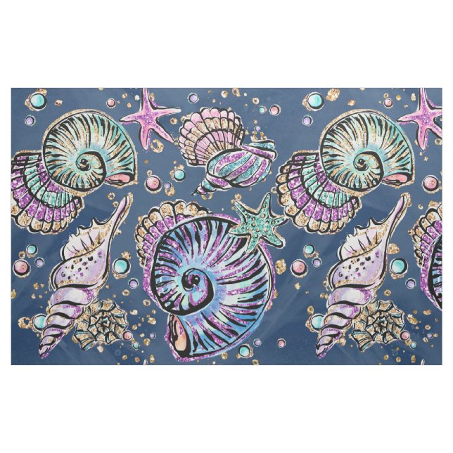 Tecido Luxo azul subaquático | Pás Douradas (Fat Quarter)