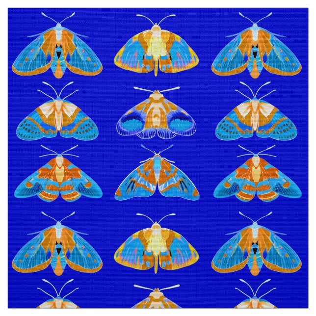 Tecido Luzes em azul escuro, laranja e turquesa (Modelo)