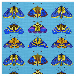 Tecido Luzes em azul, Ouro amarelo e castanho