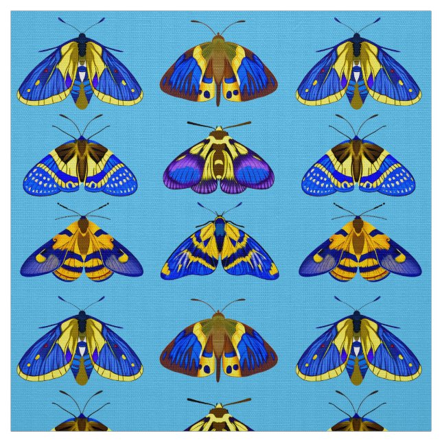 Tecido Luzes em azul, Ouro amarelo e castanho (Modelo)
