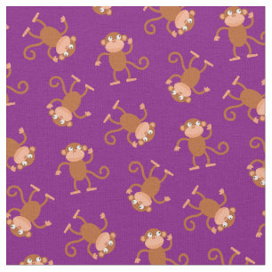 Tecido Macaco Gato Crianças Bebê Roxo