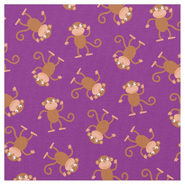 Tecido Macaco Gato Crianças Bebê Roxo (Detalhe)