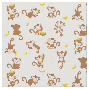 Tecido Macaco-gato e padrão de bananas 