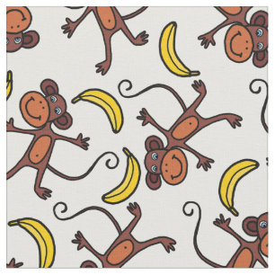 Tecido macacos-prego giros e padrão de bananas