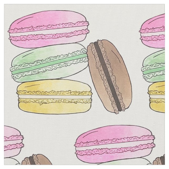 Tecido Macarons - Cookies da padaria de Comida francesa (Detalhe)