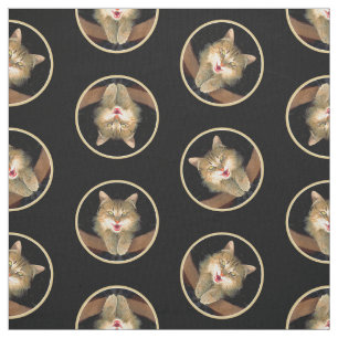 Tecido Mad Tabby Cat Retrato Pintura Bestial Arte Origina