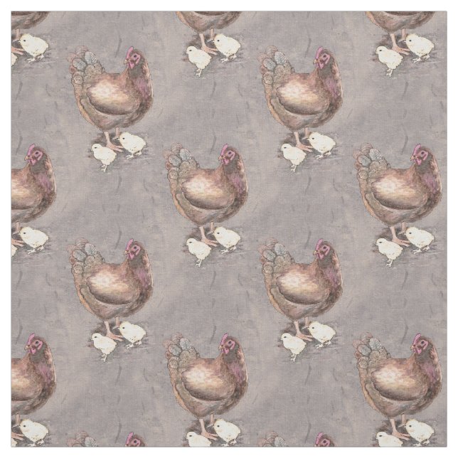 Tecido Madre Hen e Pintinhos Aquarela (Modelo)