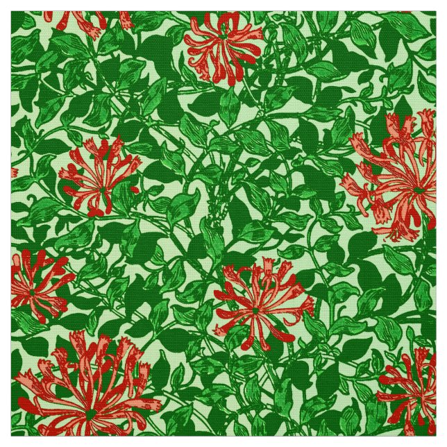 Tecido Madressilva de William Morris, vermelho e verde (Modelo)
